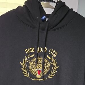 H&M Black Hoodie with Gold New York City Emblem